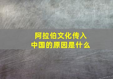 阿拉伯文化传入中国的原因是什么