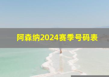 阿森纳2024赛季号码表