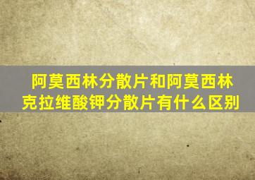 阿莫西林分散片和阿莫西林克拉维酸钾分散片有什么区别