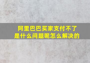 阿里巴巴买家支付不了是什么问题呢怎么解决的