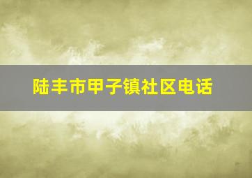 陆丰市甲子镇社区电话