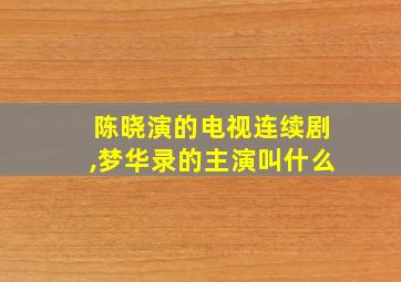 陈晓演的电视连续剧,梦华录的主演叫什么