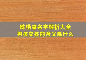 陈楷睿名字解析大全男孩女孩的含义是什么