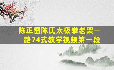 陈正雷陈氏太极拳老架一路74式教学视频第一段