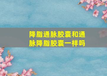 降脂通脉胶囊和通脉降脂胶囊一样吗