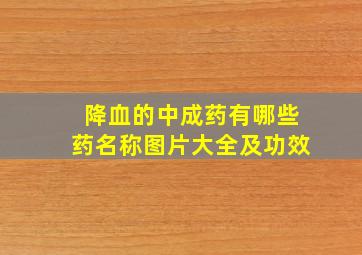 降血的中成药有哪些药名称图片大全及功效