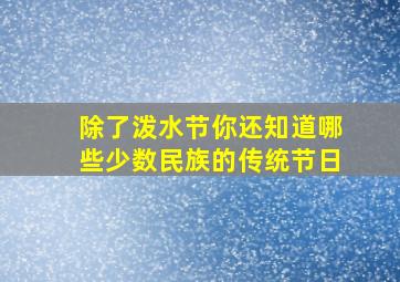 除了泼水节你还知道哪些少数民族的传统节日