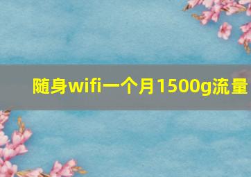 随身wifi一个月1500g流量