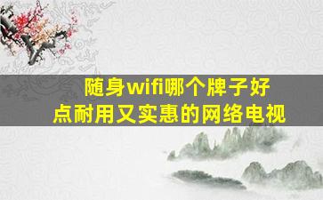 随身wifi哪个牌子好点耐用又实惠的网络电视