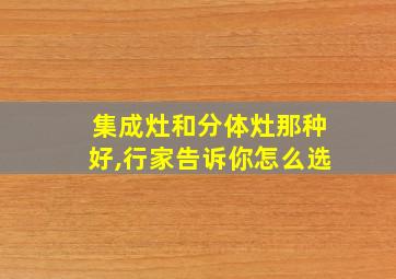 集成灶和分体灶那种好,行家告诉你怎么选