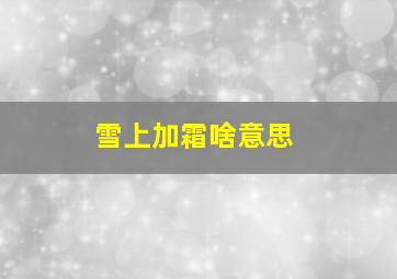 雪上加霜啥意思