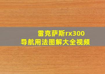 雷克萨斯rx300导航用法图解大全视频