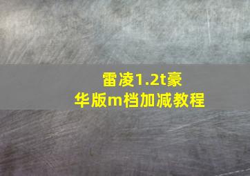 雷凌1.2t豪华版m档加减教程