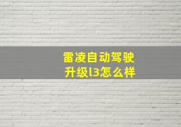 雷凌自动驾驶升级l3怎么样