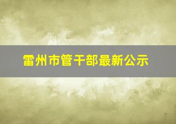 雷州市管干部最新公示