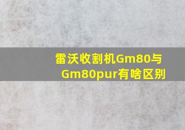 雷沃收割机Gm80与Gm80pur有啥区别