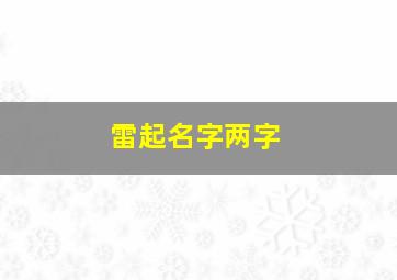 雷起名字两字