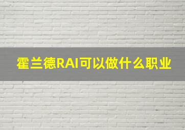 霍兰德RAI可以做什么职业