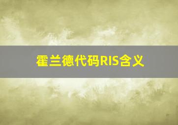 霍兰德代码RIS含义