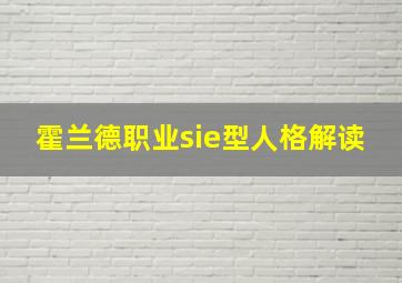 霍兰德职业sie型人格解读