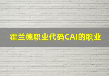 霍兰德职业代码CAI的职业