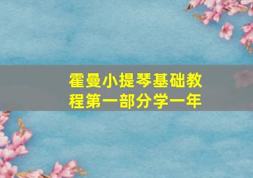 霍曼小提琴基础教程第一部分学一年