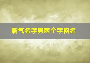 霸气名字男两个字网名