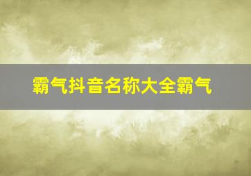 霸气抖音名称大全霸气