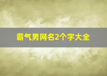 霸气男网名2个字大全