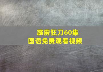 霹雳狂刀60集国语免费观看视频