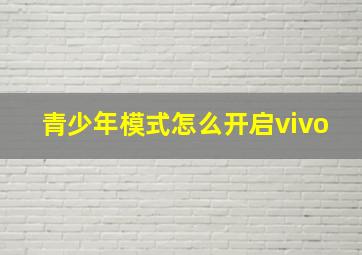 青少年模式怎么开启vivo