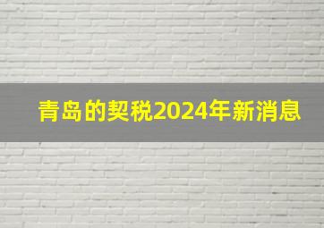 青岛的契税2024年新消息