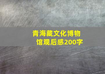 青海藏文化博物馆观后感200字