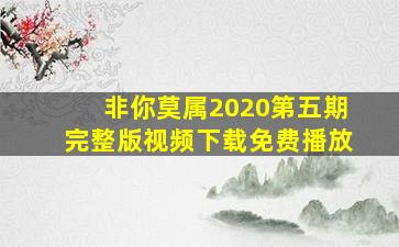 非你莫属2020第五期完整版视频下载免费播放