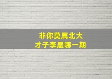 非你莫属北大才子李晨哪一期