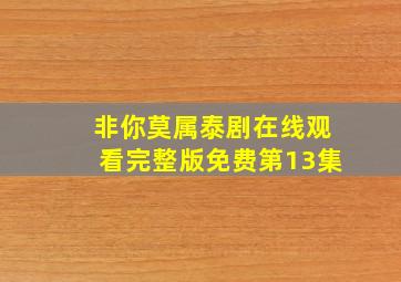 非你莫属泰剧在线观看完整版免费第13集