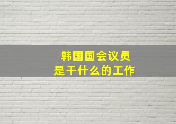 韩国国会议员是干什么的工作