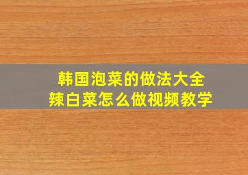 韩国泡菜的做法大全辣白菜怎么做视频教学