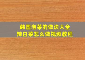 韩国泡菜的做法大全辣白菜怎么做视频教程