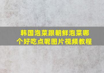 韩国泡菜跟朝鲜泡菜哪个好吃点呢图片视频教程