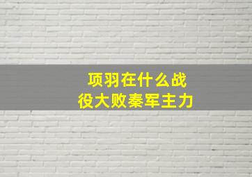 项羽在什么战役大败秦军主力