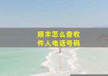 顺丰怎么查收件人电话号码