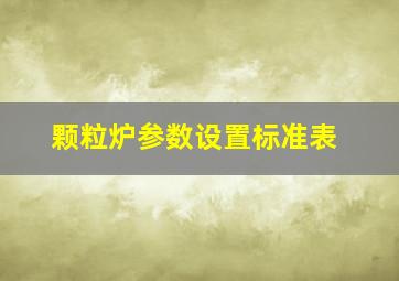 颗粒炉参数设置标准表