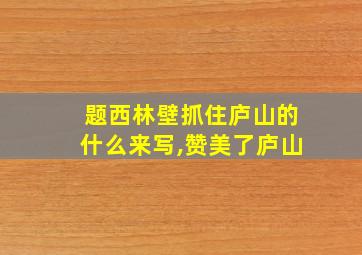 题西林壁抓住庐山的什么来写,赞美了庐山