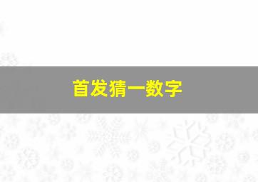 首发猜一数字