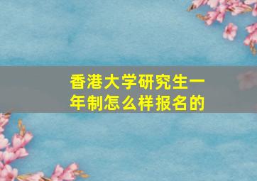 香港大学研究生一年制怎么样报名的