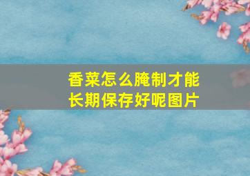 香菜怎么腌制才能长期保存好呢图片