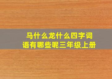 马什么龙什么四字词语有哪些呢三年级上册