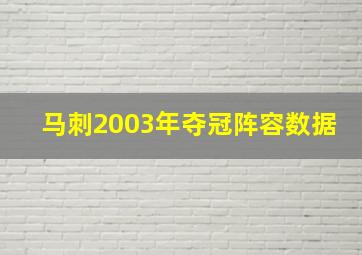 马刺2003年夺冠阵容数据