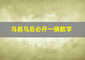 马前马后必开一猜数字